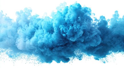 Abstract light-blue ink cloud bursts on white