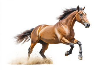 Chestnut horse in galloping motion
