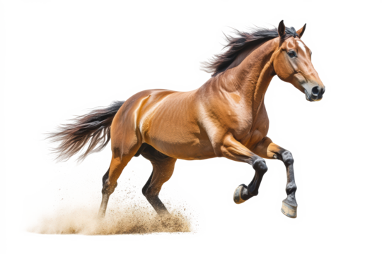 Chestnut horse in galloping motion
