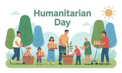 Fototapeta premium Humanitarian Action: Planting Hope and Delivering Aid