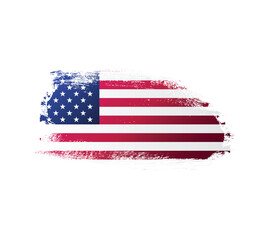 USA united stated of America flag ink texture grunge paint brush stroke. American flag watercolor artistic splatter decorative png	
