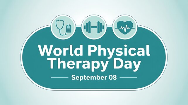 World physical therapy day september 8th with healthcare icons