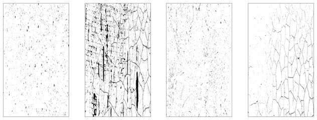 Realistic grainy texture, overlay stamps, worn paper effect. Overlay frame texture with old, grunge, dust, vintage, frayed edges, grainy effects. distress grain. Vector set