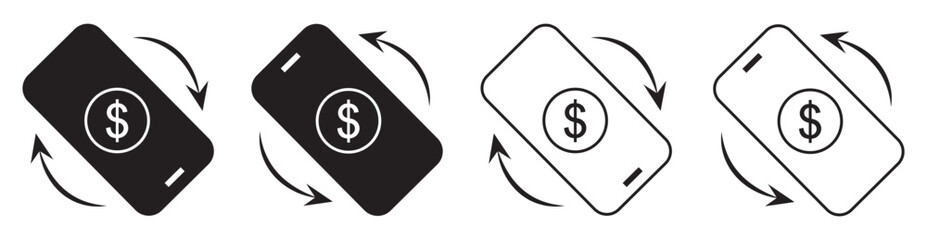  Mobile Banking and Finance Transaction Icon Set