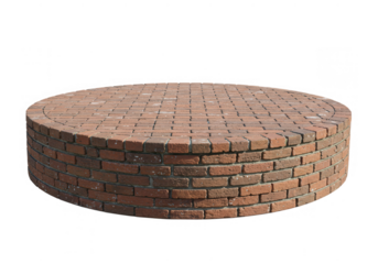 Circular brick patio or pathway isolated on transparent background