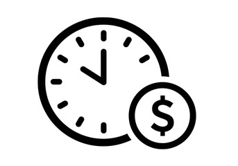 Clock with dollar sign isolated on transparent background