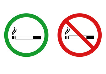 No smoking and smoking allowed signs isolated on transparent background