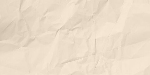 Brown clean crumpled paper background. Horizontal crumpled empty paper template for posters and banners. Vector illustration