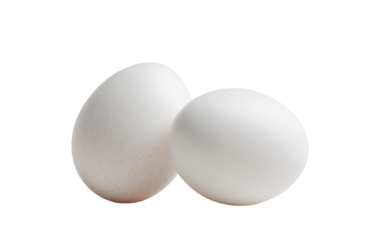 Two white eggs close together on black background