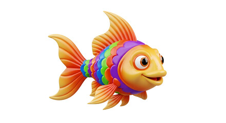 Fototapeta premium Rainbow Fish Swims Joyfully on Transparent Background