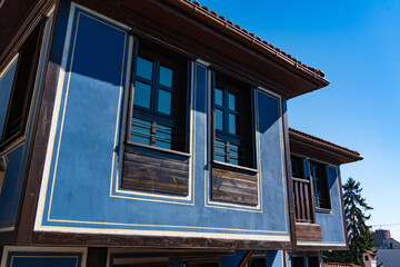 Architecture of the Bulgarian Revival style in the old town of Plovdiv, Bulgaria