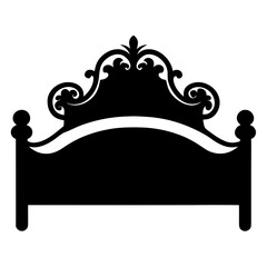 Vector Elegant silhouette of a classic bed frame design for luxury bedroom decor and home design black