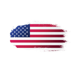 USA united stated of America flag ink texture grunge paint brush stroke. American flag watercolor artistic splatter decorative png	
