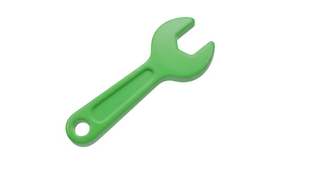 Create a Green Wrench Icon with Transparent Background Using 3D Modeling Software