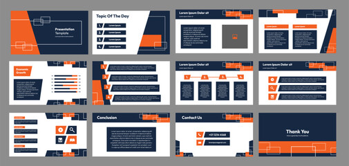 modern presentation template featuring a refreshing abstract design with orange and bluecolor, suitable for company presentations, school projects, and product promotions