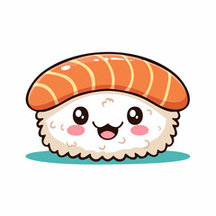 Charming Sushi Character: Delightful Vector Illustration of a Kawaii Salmon Nigiri