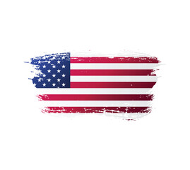 USA united stated of America flag ink texture grunge paint brush stroke. American flag watercolor artistic splatter decorative png	
