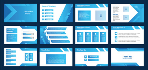 modern presentation template featuring a refreshing design with gradient blue color, suitable for company presentations, school projects, and product promotions