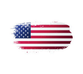USA united stated of America flag ink texture grunge paint brush stroke. American flag watercolor artistic splatter decorative png	
