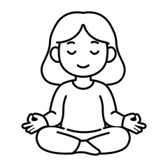 cartoon woman sitting meditating illustration