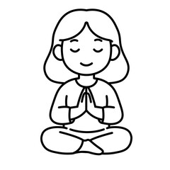 cartoon woman sitting meditating illustration