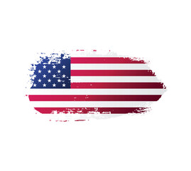 USA united stated of America flag ink texture grunge paint brush stroke. American flag watercolor artistic splatter decorative png	
