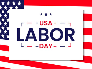 USA Labor Day Greeting Banner with American Flag Background 