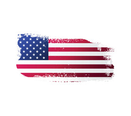 USA united stated of America flag ink texture grunge paint brush stroke. American flag watercolor artistic splatter decorative png	
