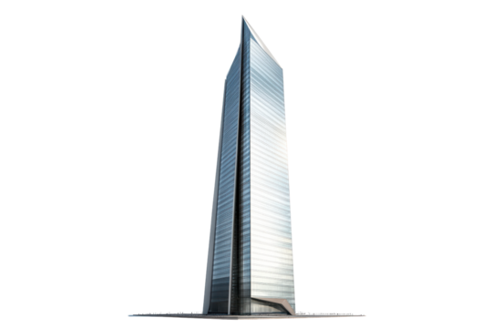 Slender reflective skyscraper in minimal design
