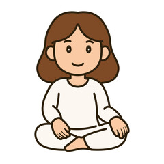 cartoon woman sitting meditating illustration