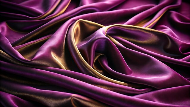 Luxurious purple and gold silk fabric with soft folds and elegant texture