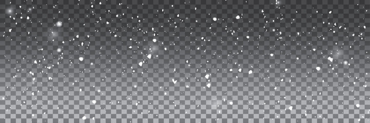 Abstract falling snow isolated on background. Vector illustration. Concept idea design element. Realistic snowflake. Winter frost effect