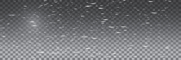 Abstract creative falling snow isolated on background. Vector illustration clipart art for Xmas holiday decoration. Concept idea design element. Realistic snowflake. Winter frost effect