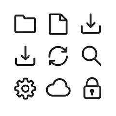 Simple Outline Essential Basic User Interface Icon Set for Application