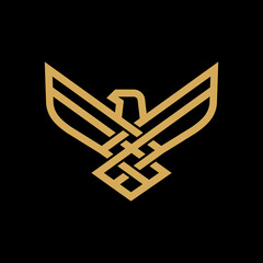 Modern eagle line logo design in black background