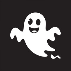Ghost in Witch Hat Cute Smiling Spirit Flying
