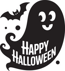 Ghost in Witch Hat Cute Smiling Spirit Flying