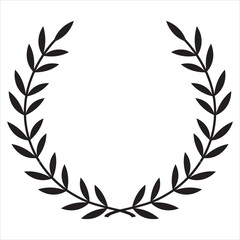laurel, wreath, wreaths, laurel wreath, leaf, leaves, circle, circular, frame, border, award, achievement, honor, victory, winner, success, emblem, badge, icon, element, design element, silhouette, bl