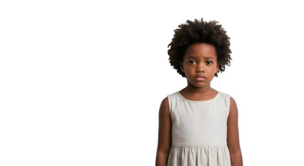 Child Shows Serious Emotion with Transparent Background