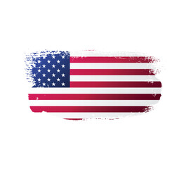USA united stated of America flag ink texture grunge paint brush stroke. American flag watercolor artistic splatter decorative png	
