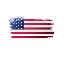 USA united stated of America flag ink texture grunge paint brush stroke. American flag watercolor artistic splatter decorative png	
