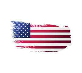 USA united stated of America flag ink texture grunge paint brush stroke. American flag watercolor artistic splatter decorative png	
