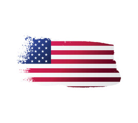 USA united stated of America flag ink texture grunge paint brush stroke. American flag watercolor artistic splatter decorative png	
