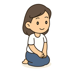 woman sitting with legs folded to one side illustration