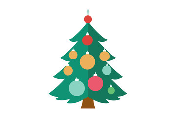 Obraz premium Minimalist pine tree silhouette, symmetrical, no decorations
