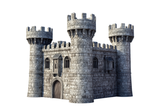 Ancient stone fortress with thick towers
