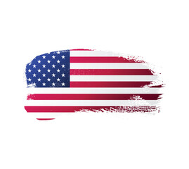 USA united stated of America flag ink texture grunge paint brush stroke. American flag watercolor artistic splatter decorative png	
