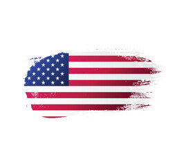 USA united stated of America flag ink texture grunge paint brush stroke. American flag watercolor artistic splatter decorative png	
