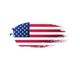 USA united stated of America flag ink texture grunge paint brush stroke. American flag watercolor artistic splatter decorative png	
