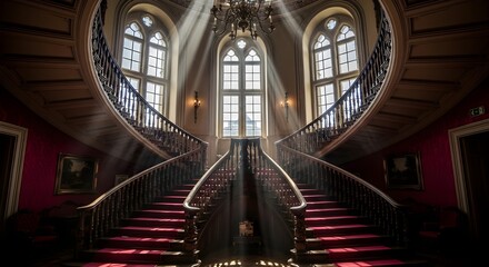 Obraz premium Luxurious living room with elegant furniture and magnificent floral paintings.